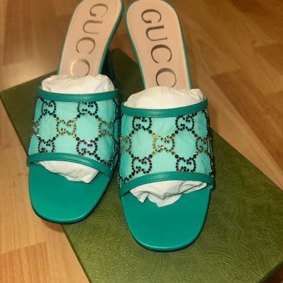 Authentic Gucci crystal GG embellished Mesh Heels - Picture 8 of 11